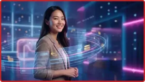 Thị trường cá cược trực tuyến tại Việt Nam phát triển mạnh với biểu đồ tăng trưởng hologram giữa thành phố neon